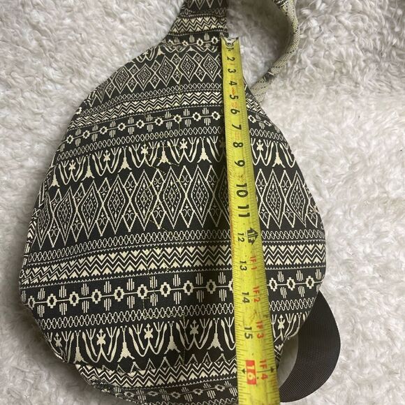 Kava Sling back Rope Backpack Batik Black White Print. main image 8